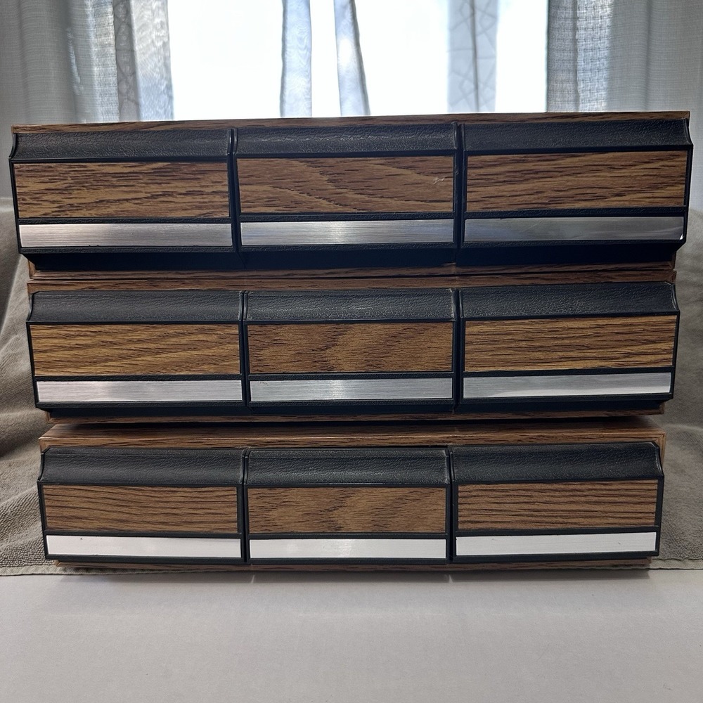 Vtg 3 Drawer Cassette Tape Storage Case Faux Wood Grain 42 Slot Lot Of 3